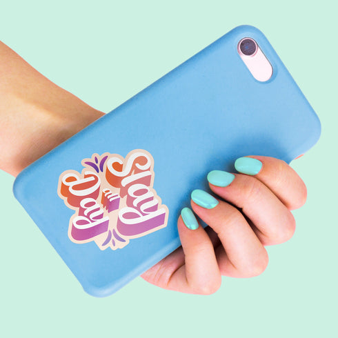 Orange "Slay All Day" Premium Vinyl Sticker, Typography Quote, Glossy Laptop Decal