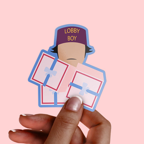 Lobby Boy Premium Vinyl Sticker, The Grand Budapest Hotel Wes Anderson-Inspired Laptop Decal