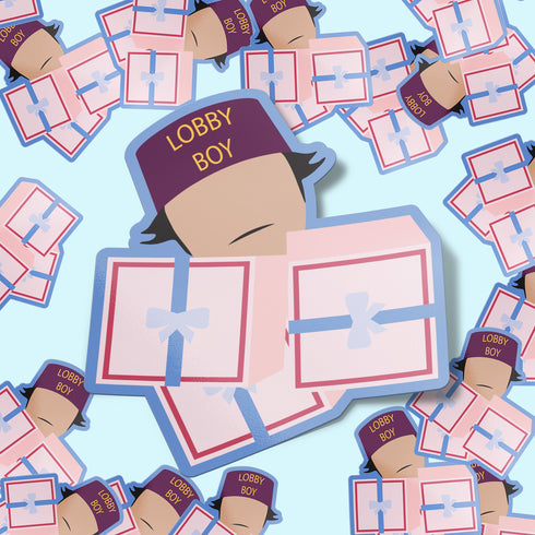 Lobby Boy Premium Vinyl Sticker, The Grand Budapest Hotel Wes Anderson-Inspired Laptop Decal