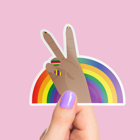 Peace Sign Rainbow LBGT Premium Vinyl Sticker, Gay Pride, Die-Cut Laptop Decal