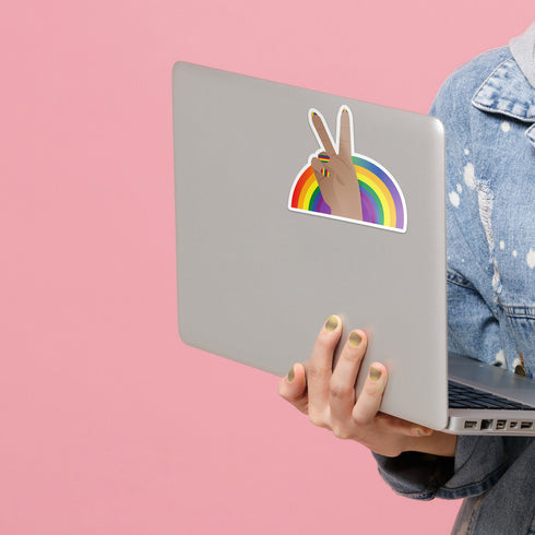 Peace Sign Rainbow LBGT Premium Vinyl Sticker, Gay Pride, Die-Cut Laptop Decal