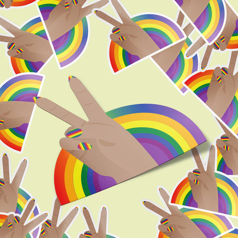 Peace Sign Rainbow LBGT Premium Vinyl Sticker, Gay Pride, Die-Cut Laptop Decal