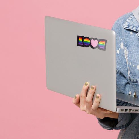 Rainbow LOVE LBGT Premium Vinyl Sticker, Gay Pride, Die-Cut Laptop Decal