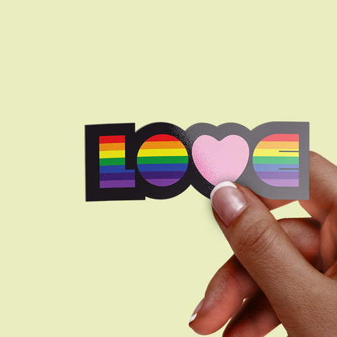 Rainbow LOVE LBGT Premium Vinyl Sticker, Gay Pride, Die-Cut Laptop Decal