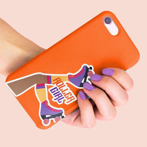 Large Roller Girl Premium Vinyl Sticker, Roller Skating Hydroflask Sticker, Quad Skates Laptop Decal