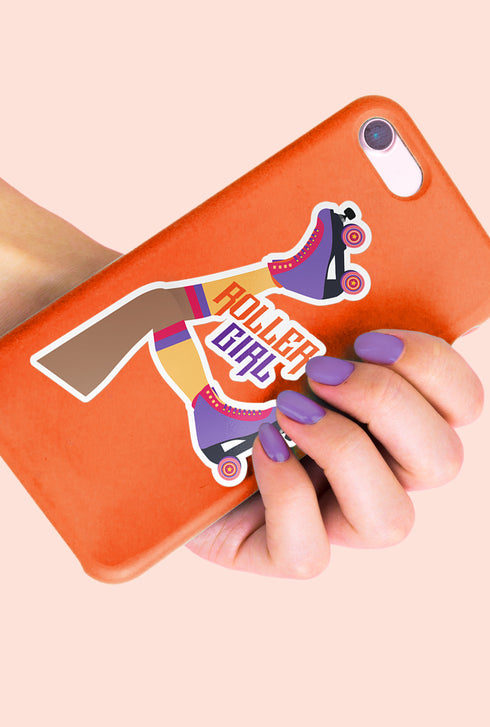 Large Roller Girl Premium Vinyl Sticker, Roller Skating Hydroflask Sticker, Quad Skates Laptop Decal