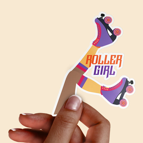 Large Roller Girl Premium Vinyl Sticker, Roller Skating Hydroflask Sticker, Quad Skates Laptop Decal