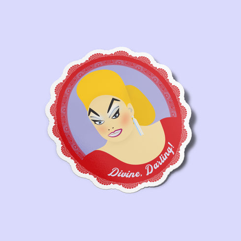 Divine Drag Queen Premium Vinyl Sticker, John Waters Cult Movie, Die-Cut Laptop Decal