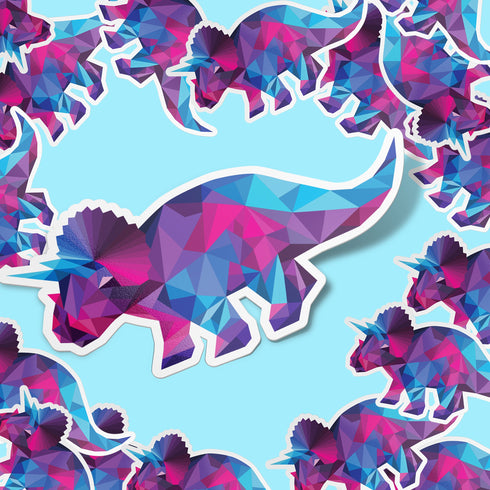 Dinosaur Triceratops Premium Vinyl Sticker, Water Bottle Sticker, Dinosaur Party Favors, Laptop Decal