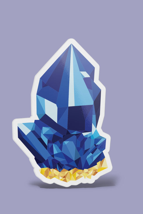 Blue Sapphire Crystal Premium Vinyl Sticker, Gift for Virgo, Bohemian Art Laptop Decal, Stocking Stuffer