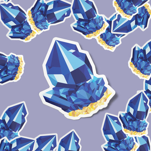 Blue Sapphire Crystal Premium Vinyl Sticker, Gift for Virgo, Bohemian Art Laptop Decal, Stocking Stuffer