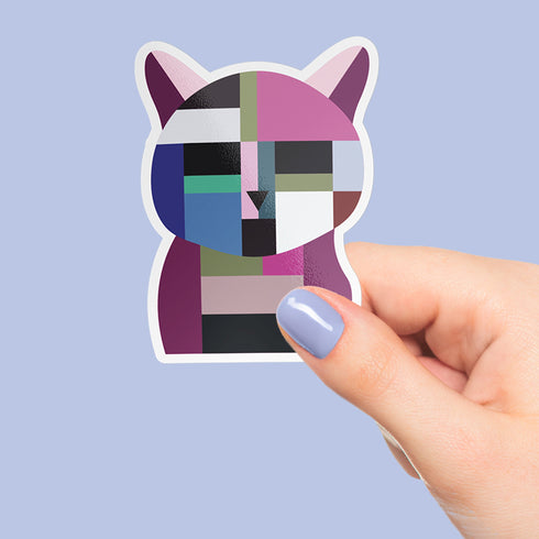 Abstract Cat Premium Vinyl Sticker, Water Bottle Sticker, Cat Lover Gift, Feline Laptop Decal