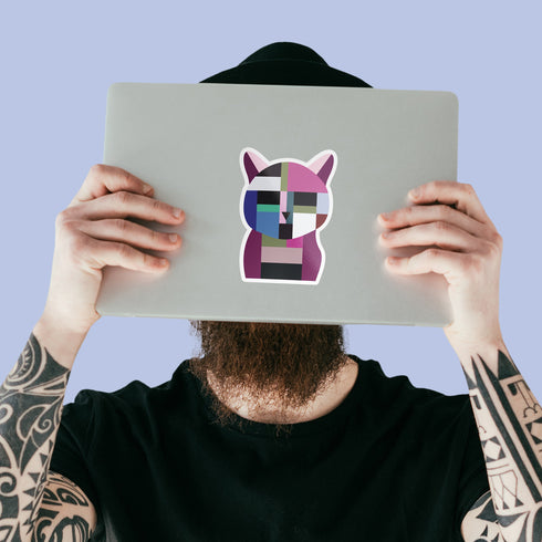 Abstract Cat Premium Vinyl Sticker, Water Bottle Sticker, Cat Lover Gift, Feline Laptop Decal