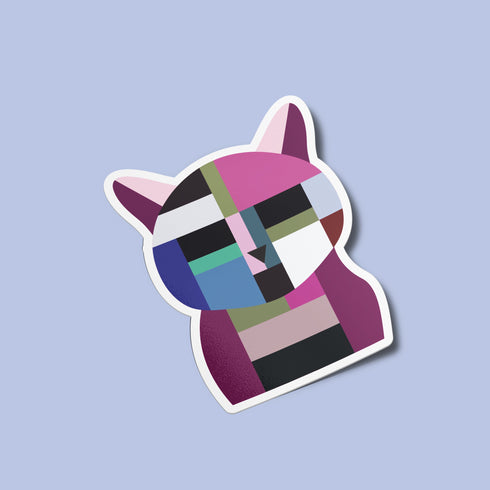 Abstract Cat Premium Vinyl Sticker, Water Bottle Sticker, Cat Lover Gift, Feline Laptop Decal