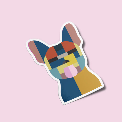 Abstract French Bulldog Premium Vinyl Sticker, Water Bottle Sticker, Dog Lover Gift, Frenchie Laptop Decal, Stocking Stuffers
