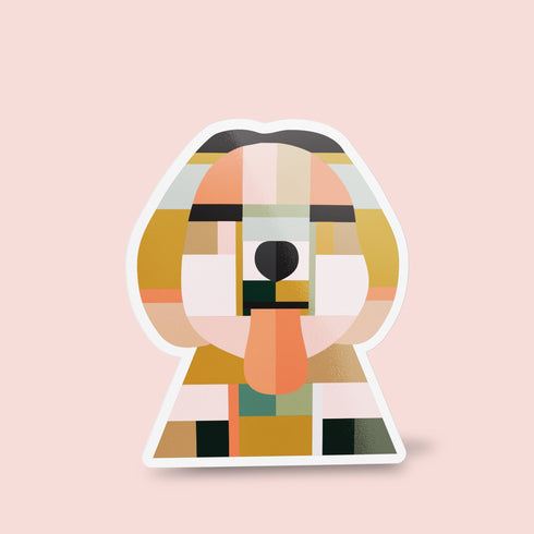 Abstract Labradoodle Dog Premium Vinyl Sticker, Water Bottle Sticker, Dog Lover Gift, Golden Doodle Laptop Decal, Stocking Stuffers