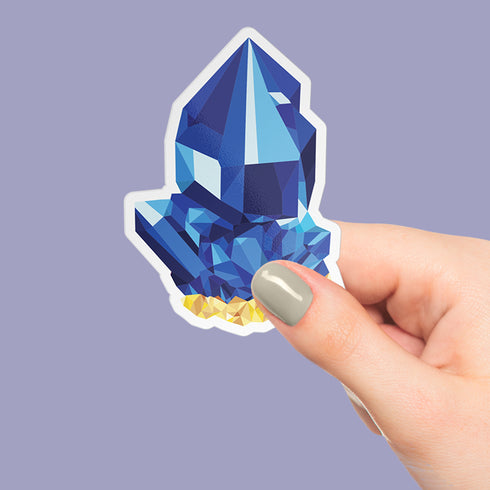 Blue Sapphire Crystal Premium Vinyl Sticker, Gift for Virgo, Bohemian Art Laptop Decal, Stocking Stuffer