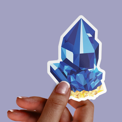 Blue Sapphire Crystal Premium Vinyl Sticker, Gift for Virgo, Bohemian Art Laptop Decal, Stocking Stuffer
