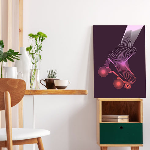 Roller Skates Line Art Giclee Print - Plum