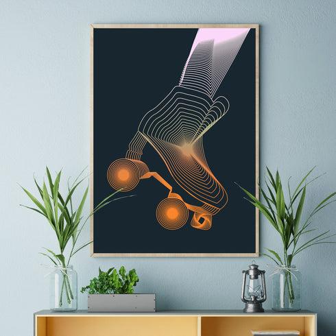 Roller Skates Line Art Giclee Print - Green