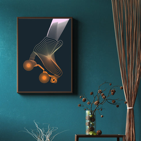 Roller Skates Line Art Giclee Print - Green