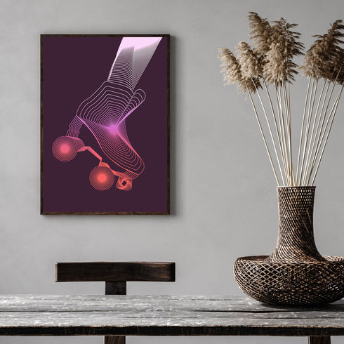 Roller Skates Line Art Giclee Print - Plum
