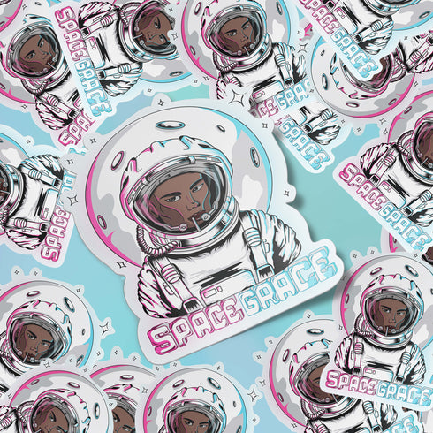 Space Grace Premium Vinyl Sticker, Grace Jones Astronaut Laptop Decal, 1980s Style Sticker, Space Galaxy