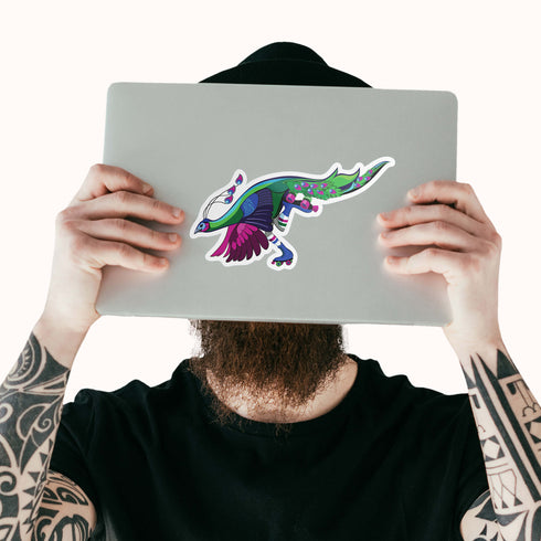 Art Deco Roller Skating Peacock Premium Vinyl Sticker, Roller Skating Hydroflask Sticker, Quad Skates Stickers