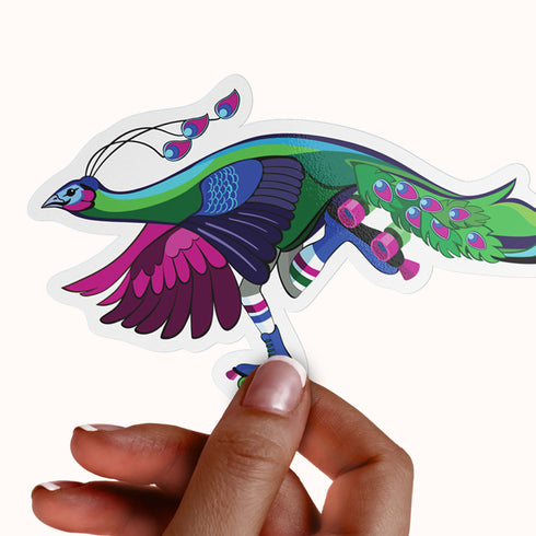 Art Deco Roller Skating Peacock Premium Vinyl Sticker, Roller Skating Hydroflask Sticker, Quad Skates Stickers
