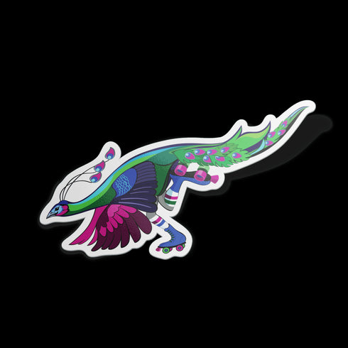 Art Deco Roller Skating Peacock Premium Vinyl Sticker, Roller Skating Hydroflask Sticker, Quad Skates Stickers