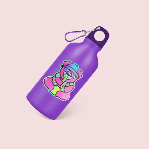 Smoking Bong Bear Premium Vinyl Sticker, 420 Stoner Stickers, Glossy Laptop Decal, Cannabis Vinyl Stickers