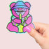 Smoking Bong Bear Premium Vinyl Sticker, 420 Stoner Stickers, Glossy Laptop Decal, Cannabis Vinyl Stickers