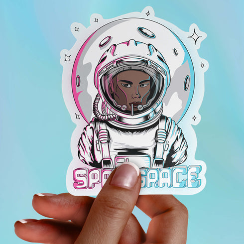 Space Grace Premium Vinyl Sticker, Grace Jones Astronaut Laptop Decal, 1980s Style Sticker, Space Galaxy