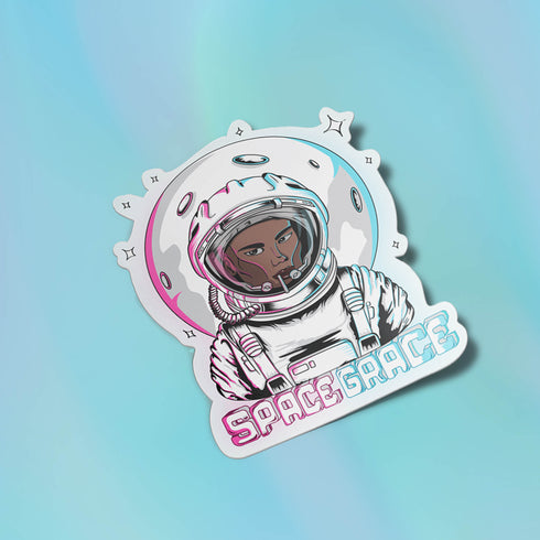 Space Grace Premium Vinyl Sticker, Grace Jones Astronaut Laptop Decal, 1980s Style Sticker, Space Galaxy
