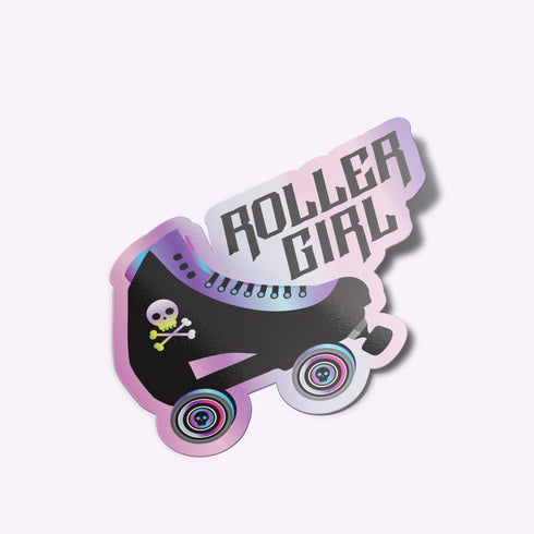 Skull Roller Skate Premium Vinyl Sticker, Roller Girl Hydroflask Sticker, Roller Skating Gifts, Roller Derby
