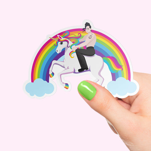 Glenn Danzig Unicorn Sticker, The Misfits Rainbow Hydroflask Sticker, Gifts for Punk Music, Horror Punk Laptop Decal