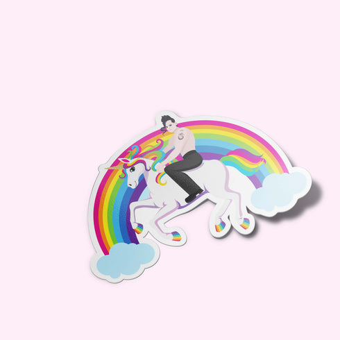 Glenn Danzig Unicorn Sticker, The Misfits Rainbow Hydroflask Sticker, Gifts for Punk Music, Horror Punk Laptop Decal
