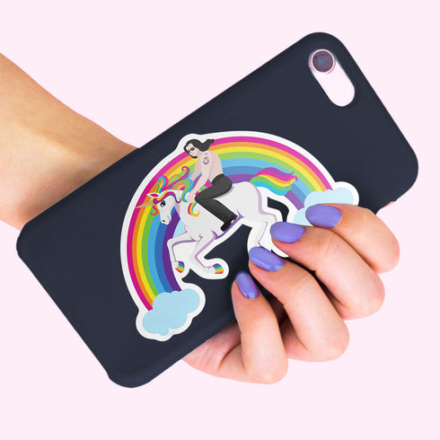 Glenn Danzig Unicorn Sticker, The Misfits Rainbow Hydroflask Sticker, Gifts for Punk Music, Horror Punk Laptop Decal