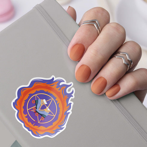 Pentagram Roller Skate Premium Vinyl Sticker, Roller Derby Hydroflask Sticker, Witch Roller Skating Gifts, Witchcraft Gifts
