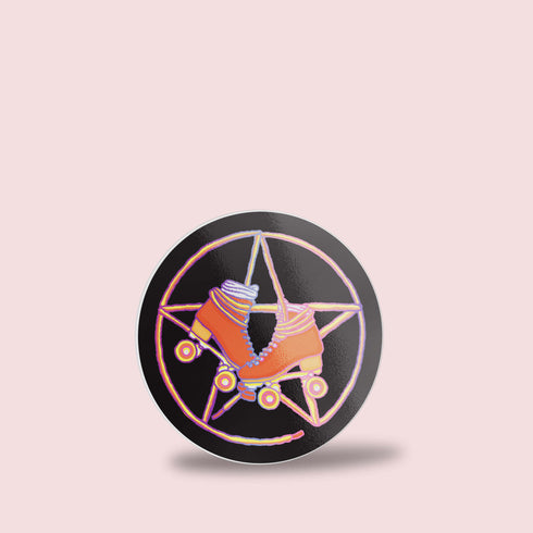 Pentagram Roller Skate Premium Vinyl Sticker, Roller Derby Hydroflask Sticker, Witch Roller Skating Gifts, Witchcraft Gifts