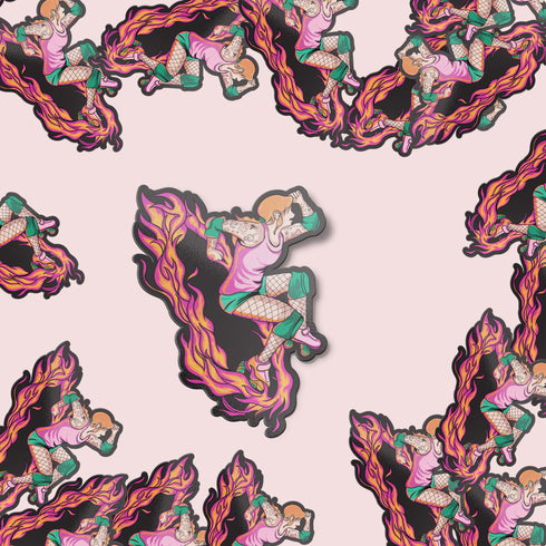 Derby Girl Large Roller Skate Premium Vinyl Sticker, Roller Skate Gifts for Her, Quad Skates Laptop Decal, Roller Skate Accessories