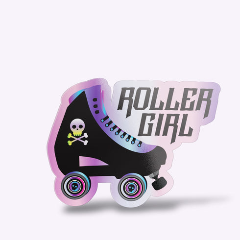 Skull Roller Skate Premium Vinyl Sticker, Roller Girl Hydroflask Sticker, Roller Skating Gifts, Roller Derby