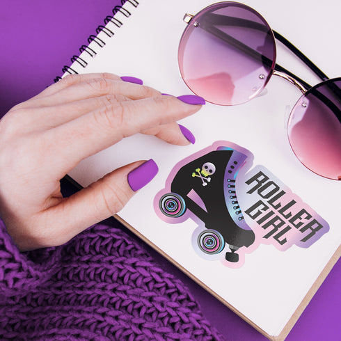 Skull Roller Skate Premium Vinyl Sticker, Roller Girl Hydroflask Sticker, Roller Skating Gifts, Roller Derby