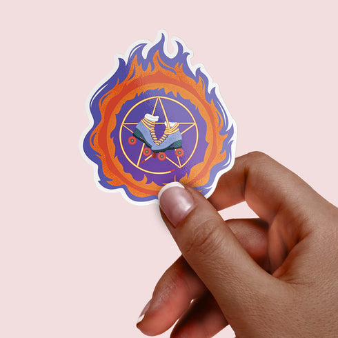 Pentagram Roller Skate Premium Vinyl Sticker, Roller Derby Hydroflask Sticker, Witch Roller Skating Gifts, Witchcraft Gifts