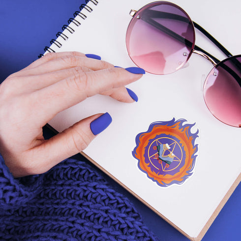 Pentagram Roller Skate Premium Vinyl Sticker, Roller Derby Hydroflask Sticker, Witch Roller Skating Gifts, Witchcraft Gifts