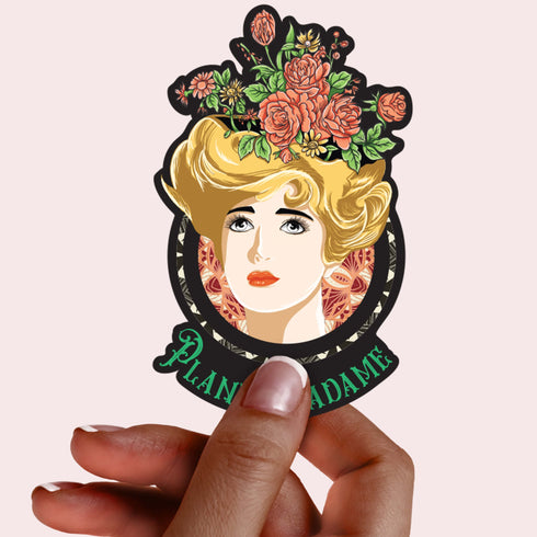 Plant Lady Vinyl Sticker, Plant Lover Gift, Victorian Garden Sticker