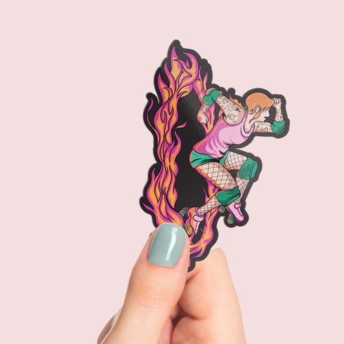 Derby Girl Large Roller Skate Premium Vinyl Sticker, Roller Skate Gifts for Her, Quad Skates Laptop Decal, Roller Skate Accessories