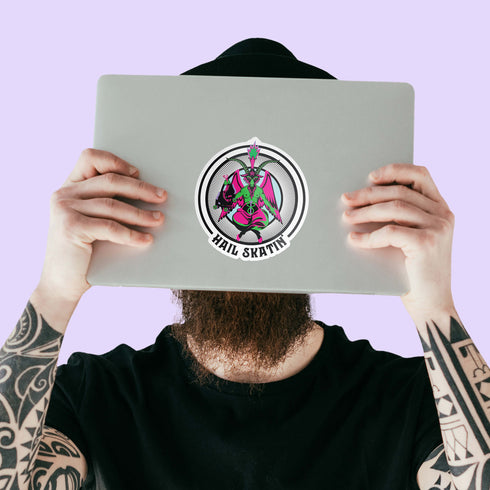 Hail Skatin' Roller Skate Vinyl Sticker, Pentagram Hydroflask Roller Derby Sticker, Roller Skating Accessories and Gifts