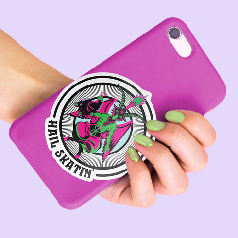 Hail Skatin' Roller Skate Vinyl Sticker, Pentagram Hydroflask Roller Derby Sticker, Roller Skating Accessories and Gifts