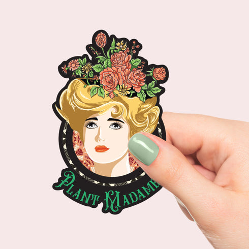 Plant Lady Vinyl Sticker, Plant Lover Gift, Victorian Garden Sticker